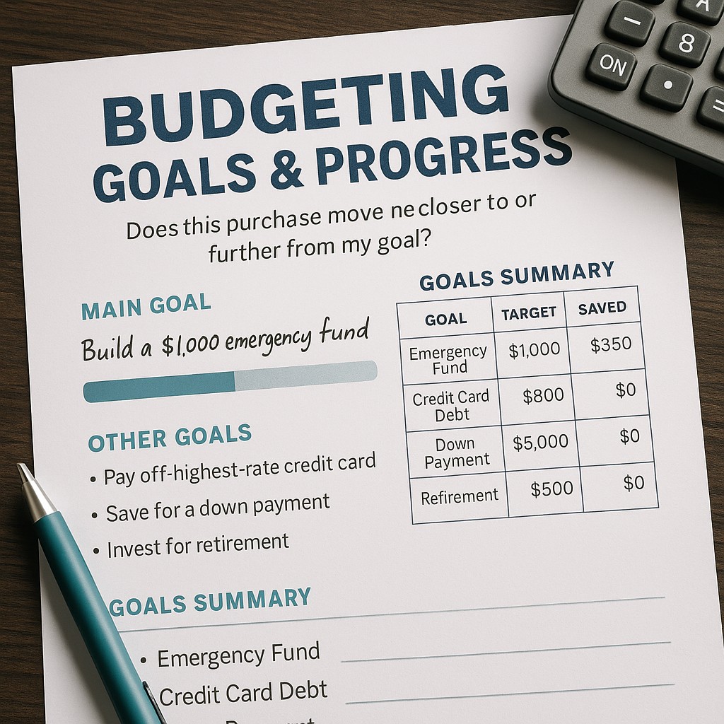 Person reviewing budgeting goals and progress to avoid common budgeting mistakes