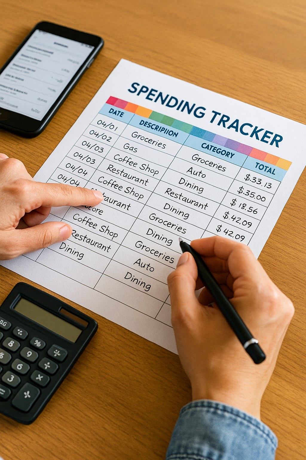 Person tracking spending to fix common budgeting mistakes and build a realistic budget