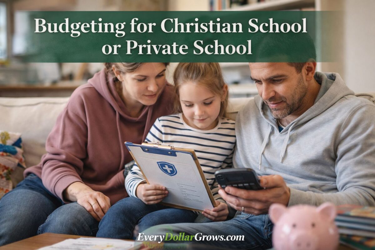 Family planning a budget for Christian school or private school tuition at home.