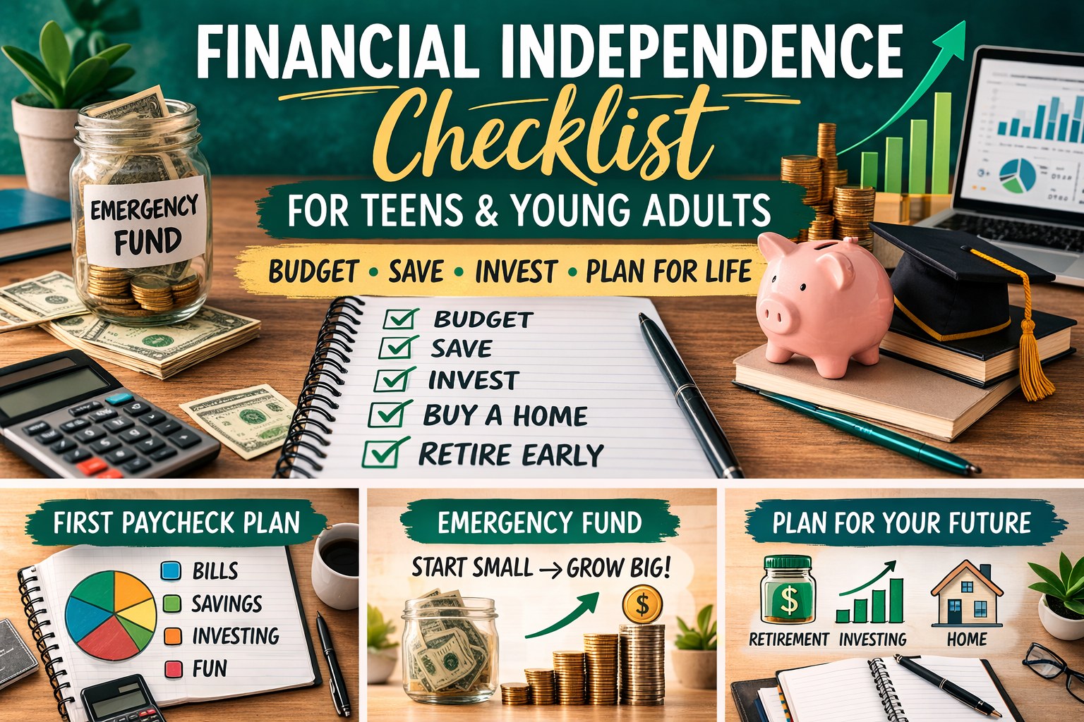 financial independence checklist for young adults and teens