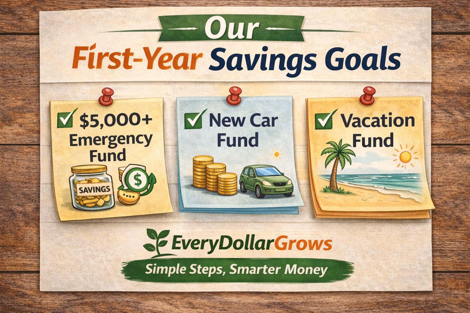 first year savings goals for newlyweds emergency fund car fund vacation fund