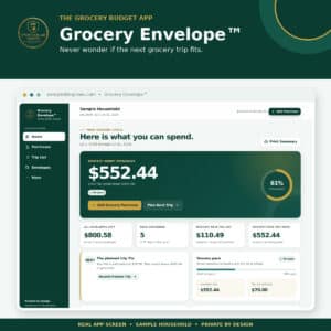 Grocery Envelope grocery budget app showing money safe to spend