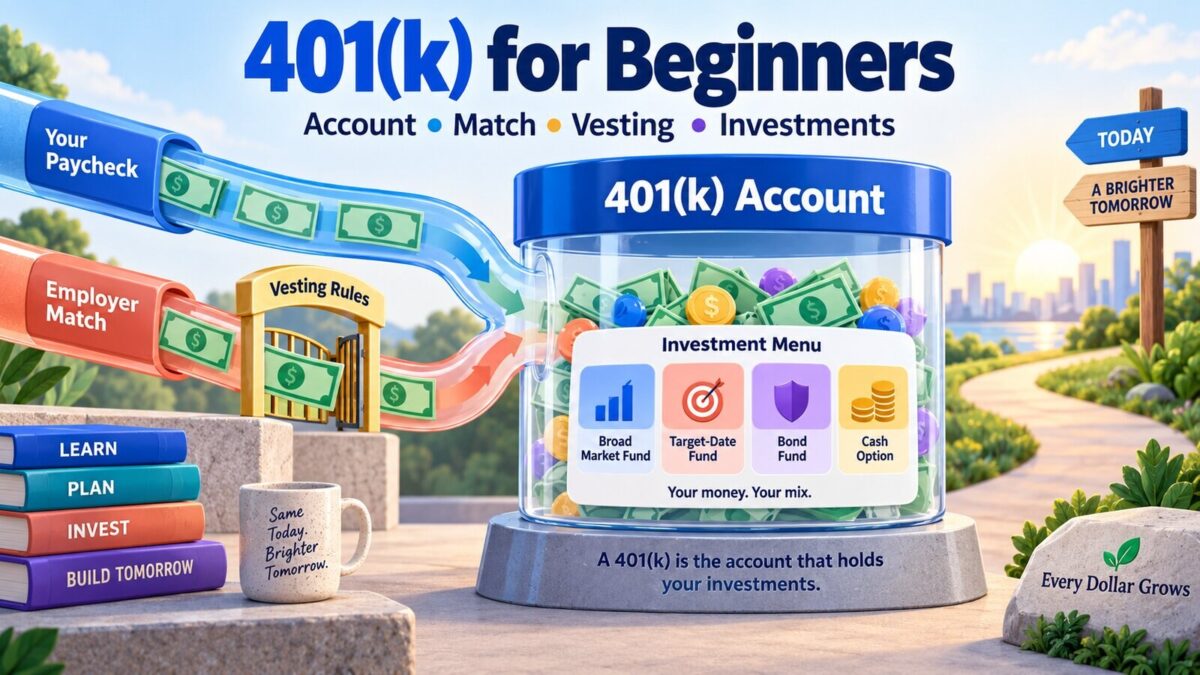 Polished Every Dollar Grows editorial visual for 401(k) for Beginners