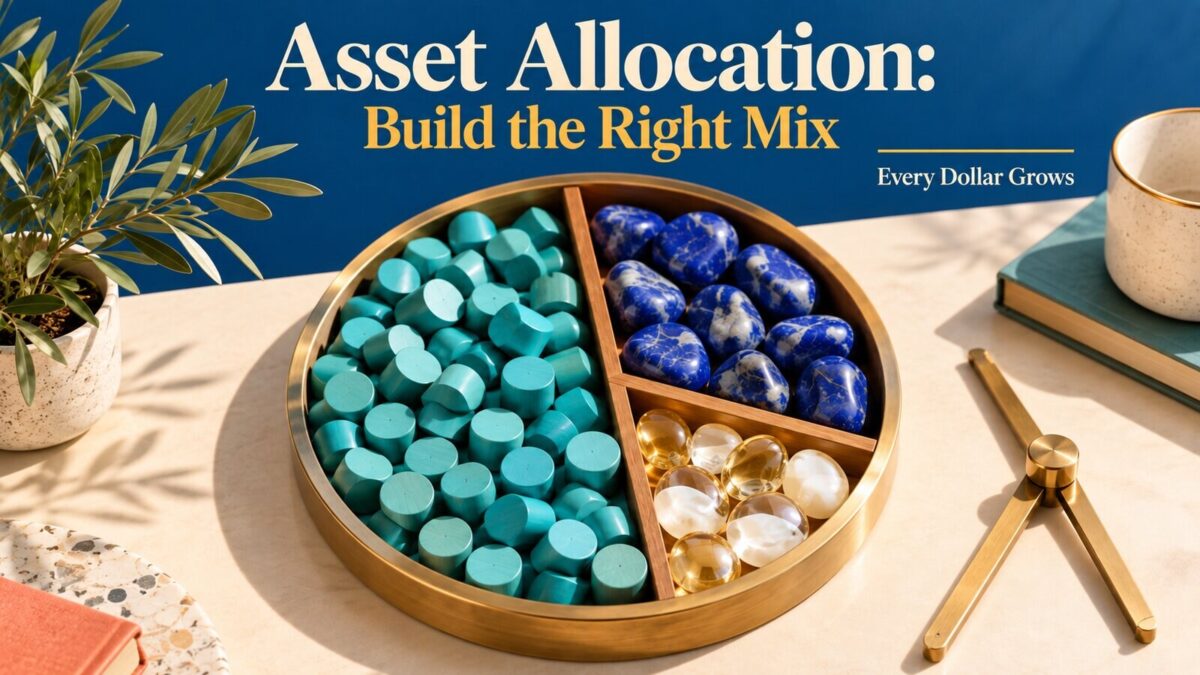 Polished Every Dollar Grows editorial visual for Asset Allocation for Beginners