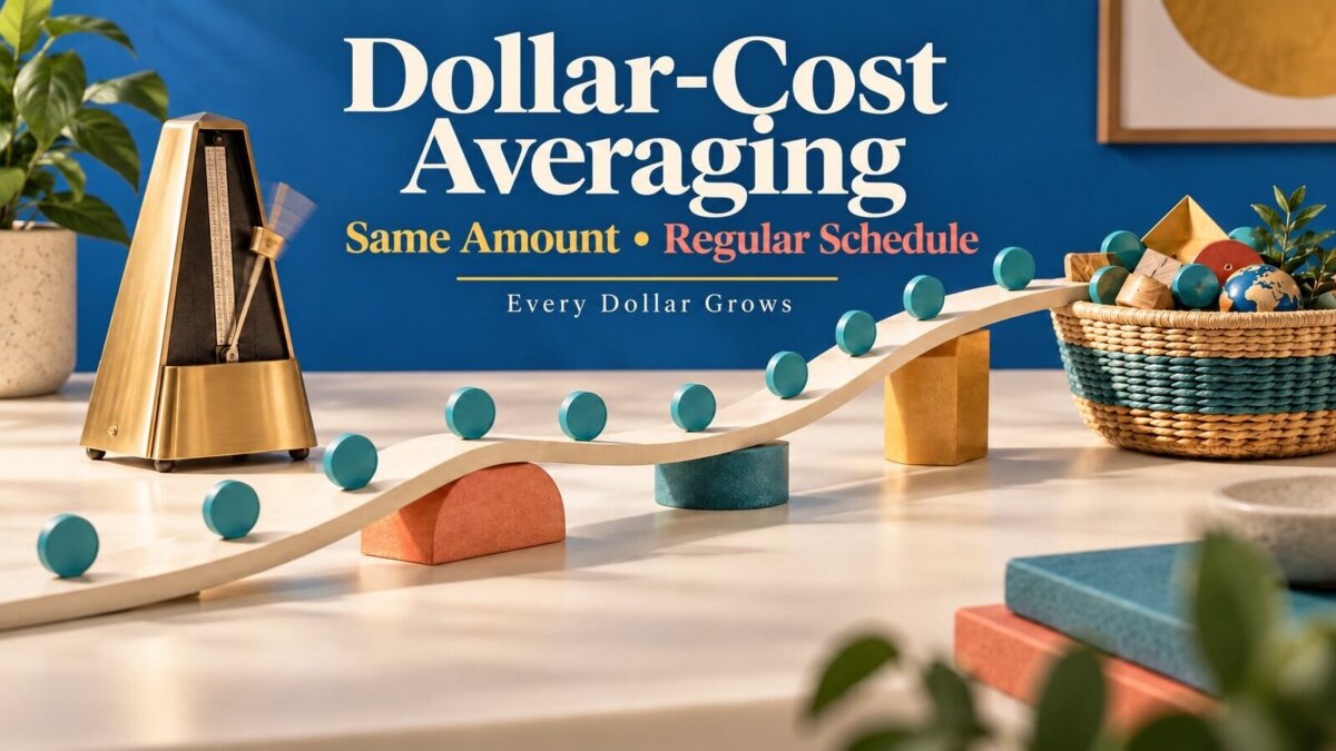 Polished Every Dollar Grows editorial visual for Dollar-Cost Averaging