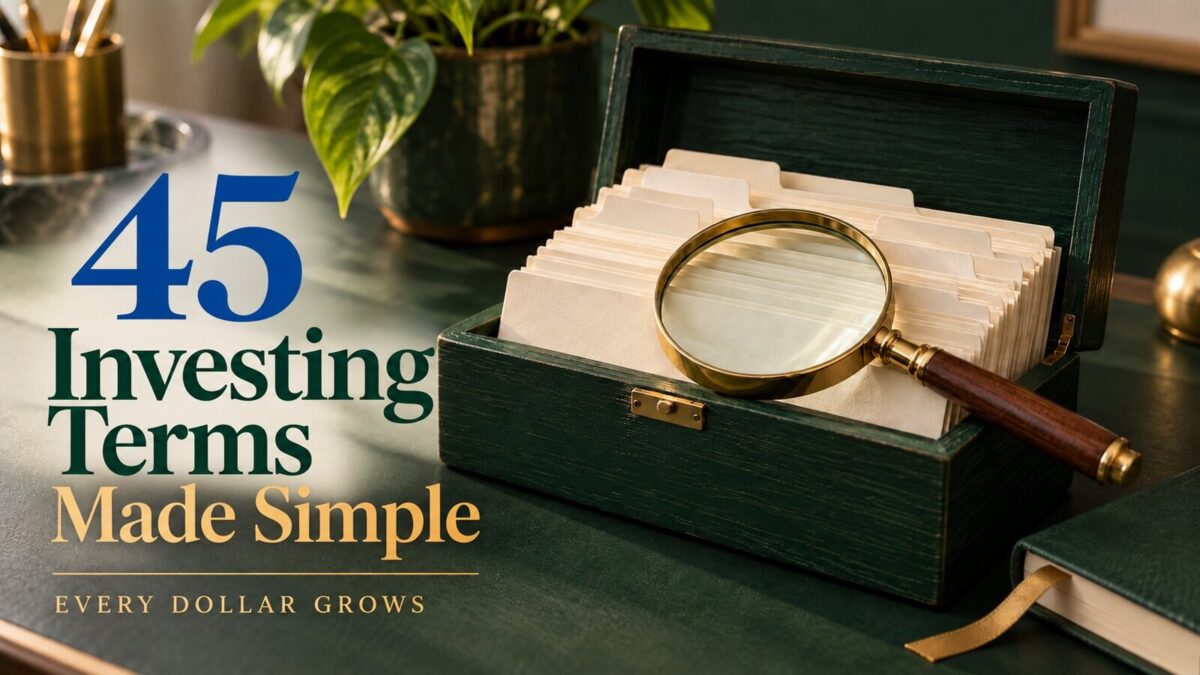 Polished Every Dollar Grows editorial visual for Investing Terms for Beginners