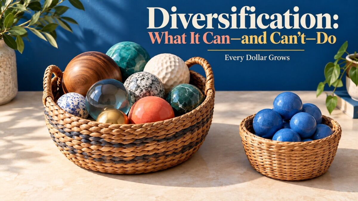 Polished Every Dollar Grows editorial visual for Investment Diversification Explained