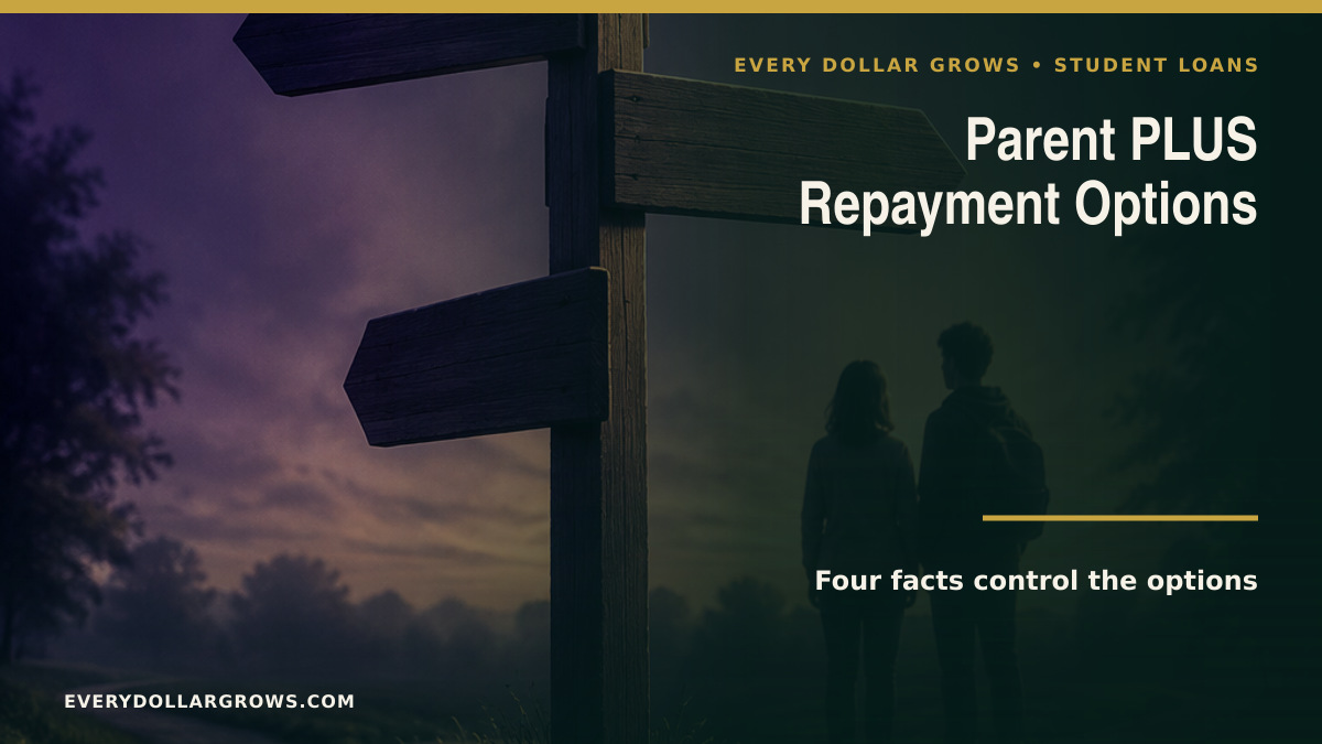 Parent PLUS repayment options for 2026 showing new loan limits, RAP exclusion, consolidation dates, IBR transition, and PSLF