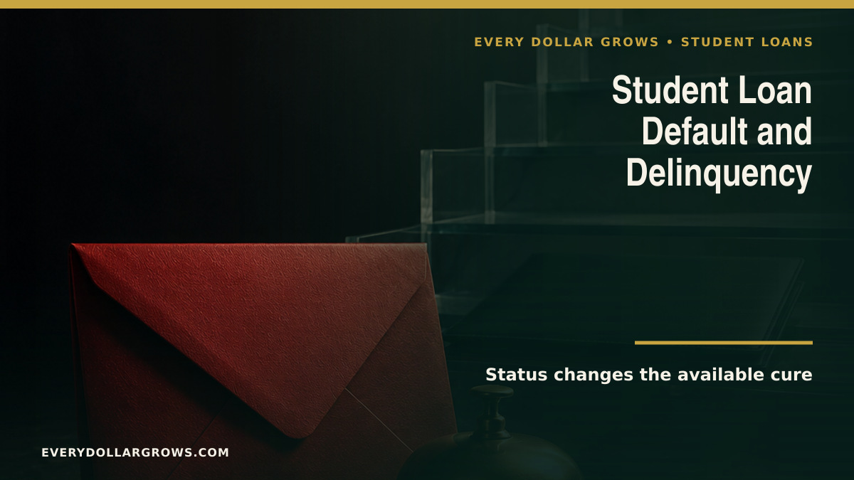 Student loan delinquency and default timeline from missed payment through federal rehabilitation or consolidation paths
