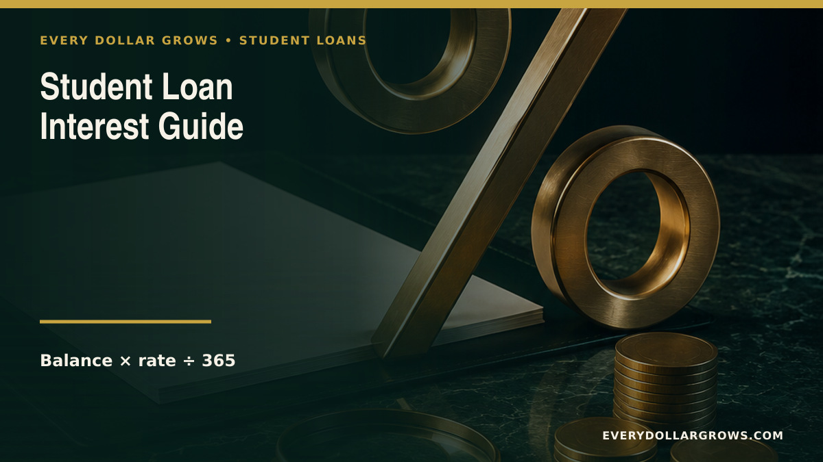 Student loan interest rate guide with 2026–27 federal rates and daily interest formula