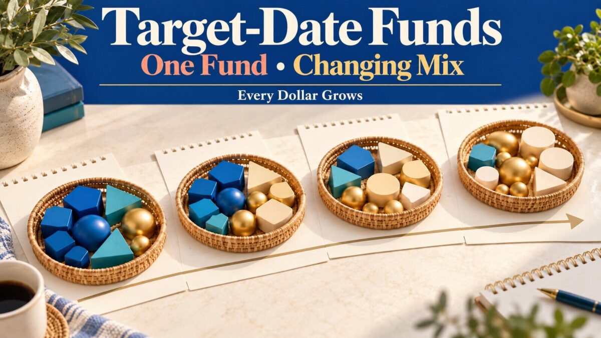 Polished Every Dollar Grows editorial visual for Target-Date Funds Explained