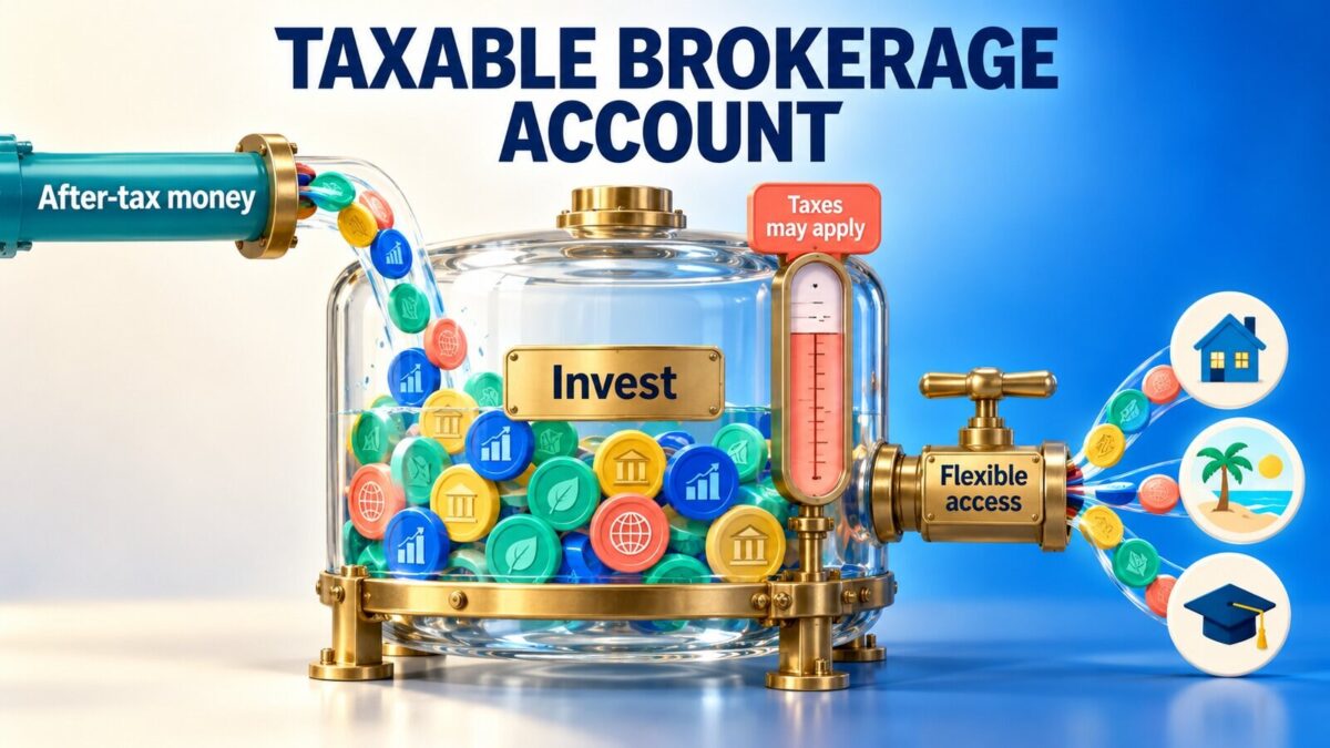 Polished Every Dollar Grows editorial visual for Taxable Brokerage Accounts