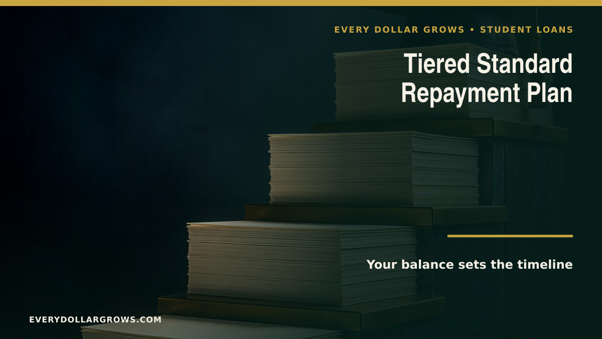 Tiered Standard repayment plan with four loan balance tiers and 10, 15, 20, and 25 year terms
