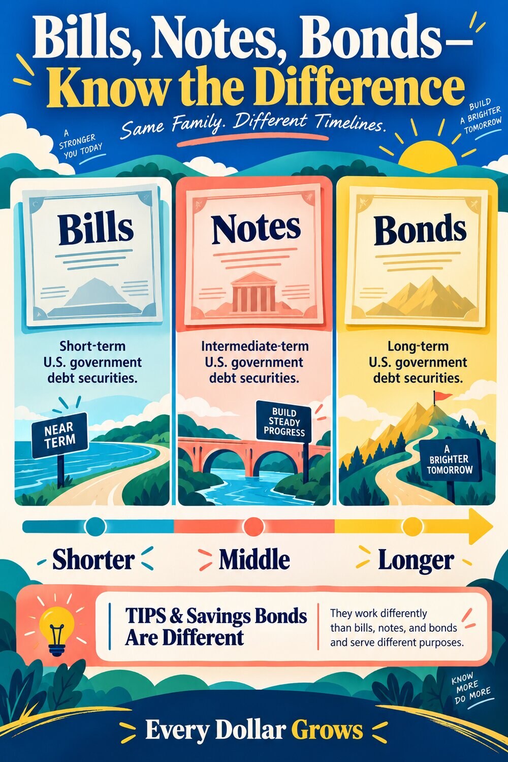 Pinterest-ready educational graphic about Treasury Securities Explained