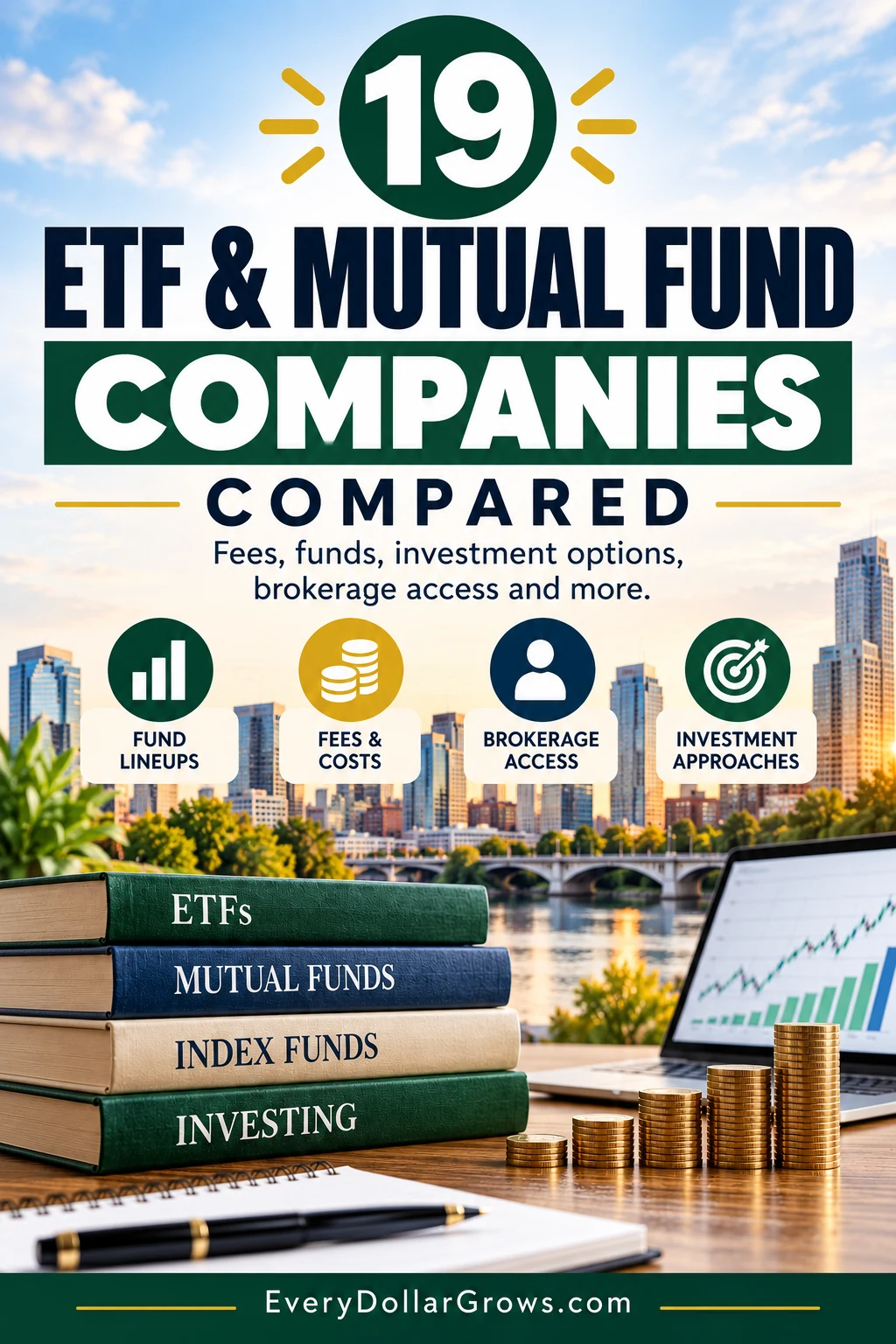 19 ETF and mutual fund companies compared by fees, fund choices, brokerage access and investment approach