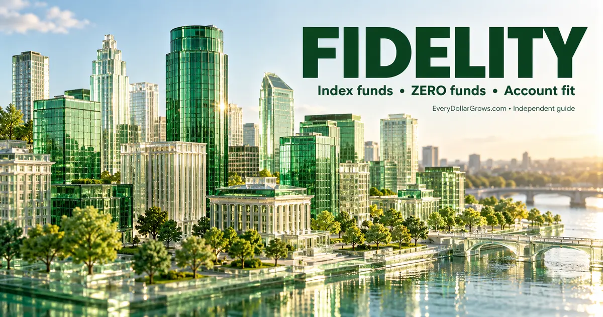 Fidelity index funds guide comparing FXAIX, FSKAX, FZROX, Fidelity ETFs, market coverage and portability