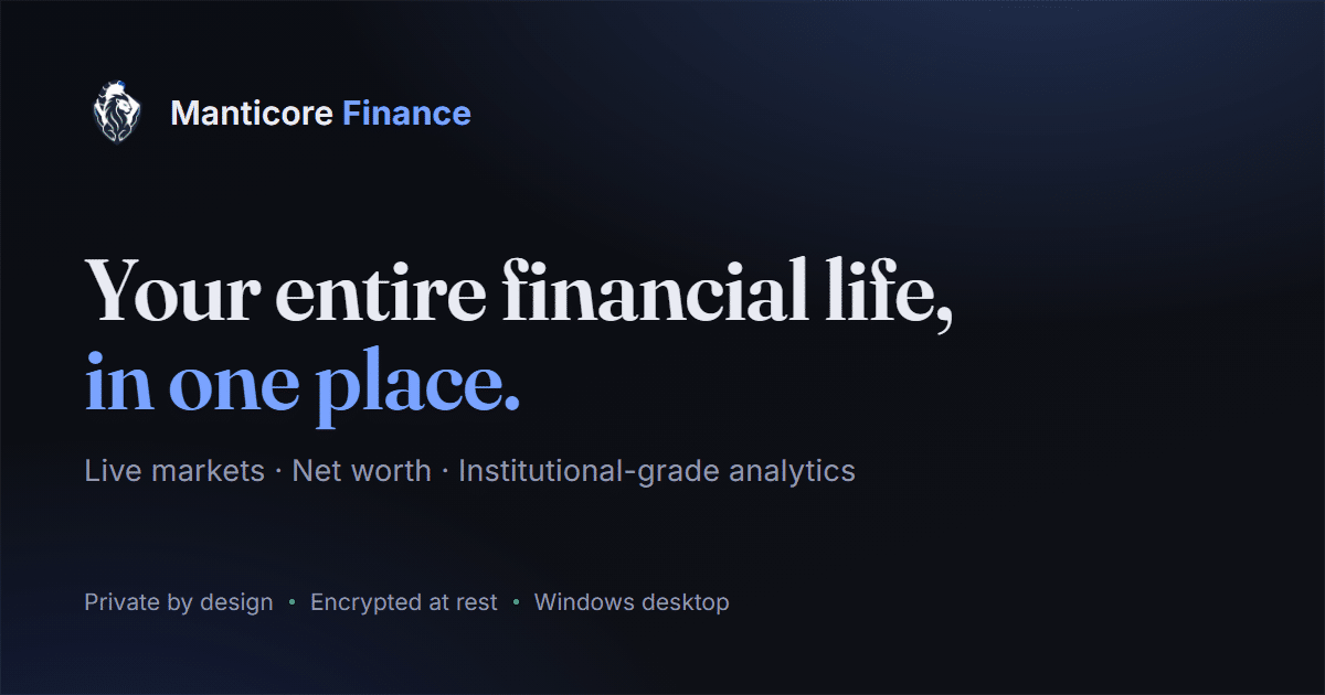 Manticore Finance investment portfolio tracking and financial planning software